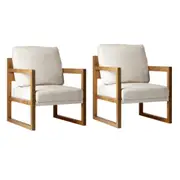 Oikiture 2x Armchair Lounge Sofa Chair Fabric Accent Chair Tub Armchairs Couches
