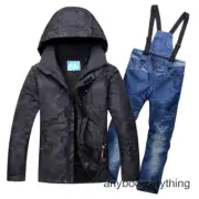 Mens Winter Warm Ski Suits Waterproof Ski Pants Jackets Coat Snowboard Snowsuits