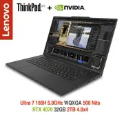 ThinkPad P1 Gen 7 Ultra 9 165H RTX 4070 WQXGA 500 Nits 32GB 2TB 3Y Premier Plus