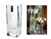 bulk 12 Glass Square Vase Flower Holder Plant Pot Table Clear 10x25cm