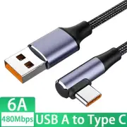 90 Degree Data Line Right Angle PD 100W Fast Charging USB C to USB Type C Cable