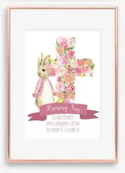 A4 Nursery/Baby personalised,Christening Peter Rabbit Boy Girl Gift Keepsake