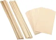 uxcell Dowel Rods Wood Sticks & Balsa Squares, 150 Pack Square Wooden Dowels Unfinished Blank Wooden Pieces Sheets for Craft DIY Supplies