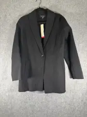 Talbots Coat Women 12 Black Wool Blend Single Breast Overcoat Quiet Luxury