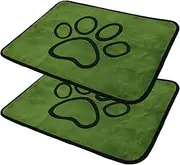2 Pcs Washable Pee Pads for Dogs, Puppy Wee Mats Reusable Puppy Pad Absorbent Dog Training Pad Nonslip Washable Pee Mat Wee Wee Puppy Mat Paw Pattern Design for Home Apartment (Green, L)