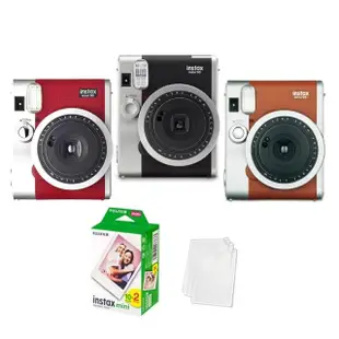 【FUJIFILM 富士】instax mini90 拍立得相機 原廠公司貨(20張底片透明保護套20入組合)