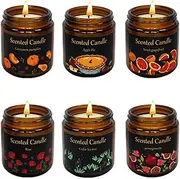 6 Pack Aromatherapy Candles for Home Scented,Aromatherapy Jar Candle Gifts for Women,Natural Soy Wax Amber Candle Set for Birthday,Valentine's Day