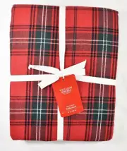 Williams-Sonoma RED TARTAN Plaid Tablecloth 70x108 NEW w Tag Holiday Christmas