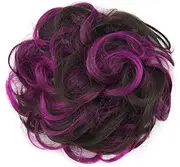 2PCS Messy Bun Hair Piece Updo Fake Scrunchies Ponytail Extension Wavy Curly Hairpieces Chignon Headband for Women Girls (Style 1, One size)