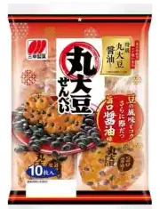Rice cracker with black bean Soy sauce flavor Senbei 10pcs Sanko from Japan