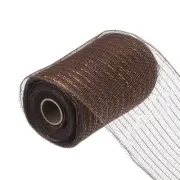 6 Inch Glitter Poly Burlap Mesh for Wreath Ribbon 10 Yard Dark Brown & Gold
