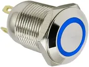 E Support 12mm Blue LED Light 2A Momentary Push Button Switch Stainless Waterproof Car Boat