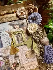 Shabby Chic Junk Journal Page Framed Wall Hanging Collage Mixed Media