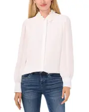 CeCe Floral Applique Collared Blouse
