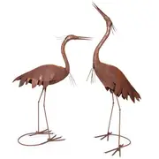2pc Garden Rust Metal 109/144cm Heron Outdoor Ornament Yard Patio Home Decor