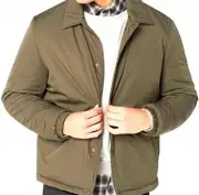 NWT Men's Cole Haan Olive Green Oxford Coach Jacket Faux Sherpa Lined Size Small