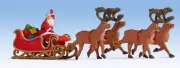 N15924 Noch OO/HO Gauge Santa Claus with Reindeer Hauled Sleigh Figure Set
