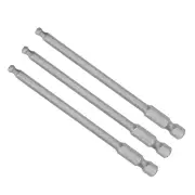 3PCS Ball End Hex Head Wrench Drill H4 Head 4" 1/4" Hex Shank Screwdriver Bits