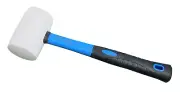 24-Ounces White Solid Rubber Mallet Fiberglass Handle with Soft Rubber Grip T...