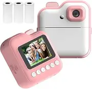 Camera Instant Thermal Printer 2.4 Inch Screen P Printer 48MP Rear Camera with Light Support Timer Ing Video Recording Thermal INKL Printing with 3 Rolls White Print Paper