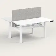 Recess Dual Sit-Stand Desk | Office Desk | Office Workstation | Standing Desk, Screen / White / White