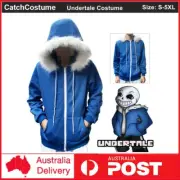 Undertale Sans Cosplay Hoodie Teens Hooded Zipper Sweatshirt Jacket Coat Sweater