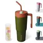 40oz Tumbler With Handle And Straw Insulated Tumblers Cups With Lid Stainless...