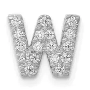 14k White Gold Diamond Letter W Initial Charm Pendant