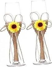 BEBEMOKO 1 Pair Creative Sunflower Rope Goblets Set Rustic Wedding Wine Glasses for Parties Elegant Whiskey Drinking Glasses with Unique Design for Friends and Celebrations