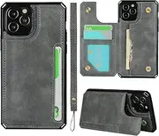 FROLAN for iPhone 11 Pro Max Wallet Case, 6.5 Inch, with Credit Card Holder Slot Premium PU Leather Slim Fit Drop Protection Shockproof Cover (Gray)