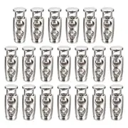 20pcs Double Hole Cord Lock Spring Stopper Fastener Toggle End White Nickel