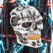 T-800 Terminator Head Skull Sculpture Wall Plaque Light Eyes Memorabilia 23cm