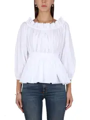 [Alexander McQueen] Alexander McQueen-Cotton Poplin Top-Donna 38
