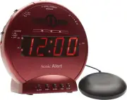 Sonic Bomb Extra Loud Alarm Clock Bed ShakerVibrate Alert + AU Adaptor RED