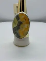 .950 Sterling Silver Bumble Bee Jasper Ring R-18