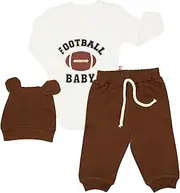 [Generic] Infant Newborn Baby Boy Girl Going Home Clothes for Football Players,Fans Cotton Bodysuit,Pant and Beanie Hat Set(3 Piece)