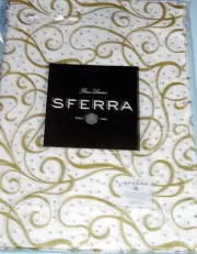 Sferra Placemats Frolic Silver & Gold on White Festival Linen 4PC 14x20" NEW