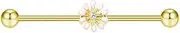 [Izpack] 14G Daisy Flower Industrial Barbell Cartilage Earring 316L Surgical Stainless Steel Cubic Zirconia Pink Floral Industrial Bar Long Screw Ball Helix Stud Earrings Cute Body Piercing Jewelry Gifts for