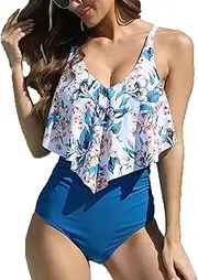 [Generic] Swimsuits For Women Two Piece Bathing Suits sexy High Waisted Bottom Bikini Set Ruffled Flounce Top Tankini Swimsuits