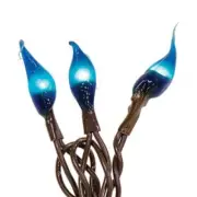 Primitive Vintage Old Time 50 COUNT SILICONE BLUE CHRISTMAS LIGHTS 5ft Strand