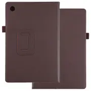 For Samsung Galaxy Tab A8 10.5in (2021) Case, Lychee Texture PU Leather Cover, Brown
