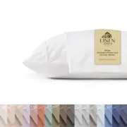 100% Cotton Percale Pillowcases Queen Size, White, 2 Pieces of Pillow Case, C...