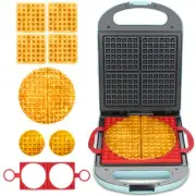 Multi Shapes Waffle Iron, Combo of Mini & Classic Waffle Makers, Belgian & Ch...