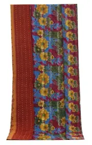 Reversible Kantha Lot Twin Quilt Indian Vintage Handmade Blanket Throw Patchwork