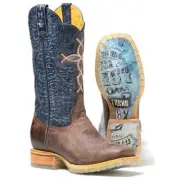 New! Men's Tin Haul 'CHRIST STRENGTHENS' COWBOY BOOTS Square toe 7 SIZES!