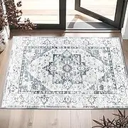 60x90cm Non-Slip Machine Washable Entryway Rug, Indoor Door Mat Faux Cashmere Carpet Soft Durable Low Pile Area Rugs with Anti-Slip Backing for Bedroom Kitchen Bathroom Laundry Room - Home Decor
