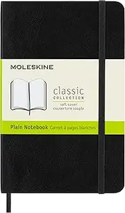 Moleskine Classic Soft Cover Notebook - Plain - Pocket - Black, (QP613)