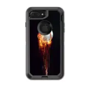 Skin Decal for Otterbox Defender iPhone 7 PLUS Case / Fireball Baseball Flames