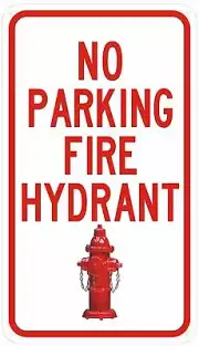 NO PARKING FIRE HYDRANT SIGN(WHITE,Reflective Aluminum,HEAVY DUTY..-REF24-1027