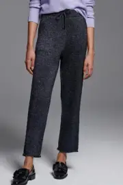 NWT ANTHROPOLOGIE TOULOUSE SWEATER KNIT LOUNGE PANTS NAVY BLUE LUREX M MEDIUM